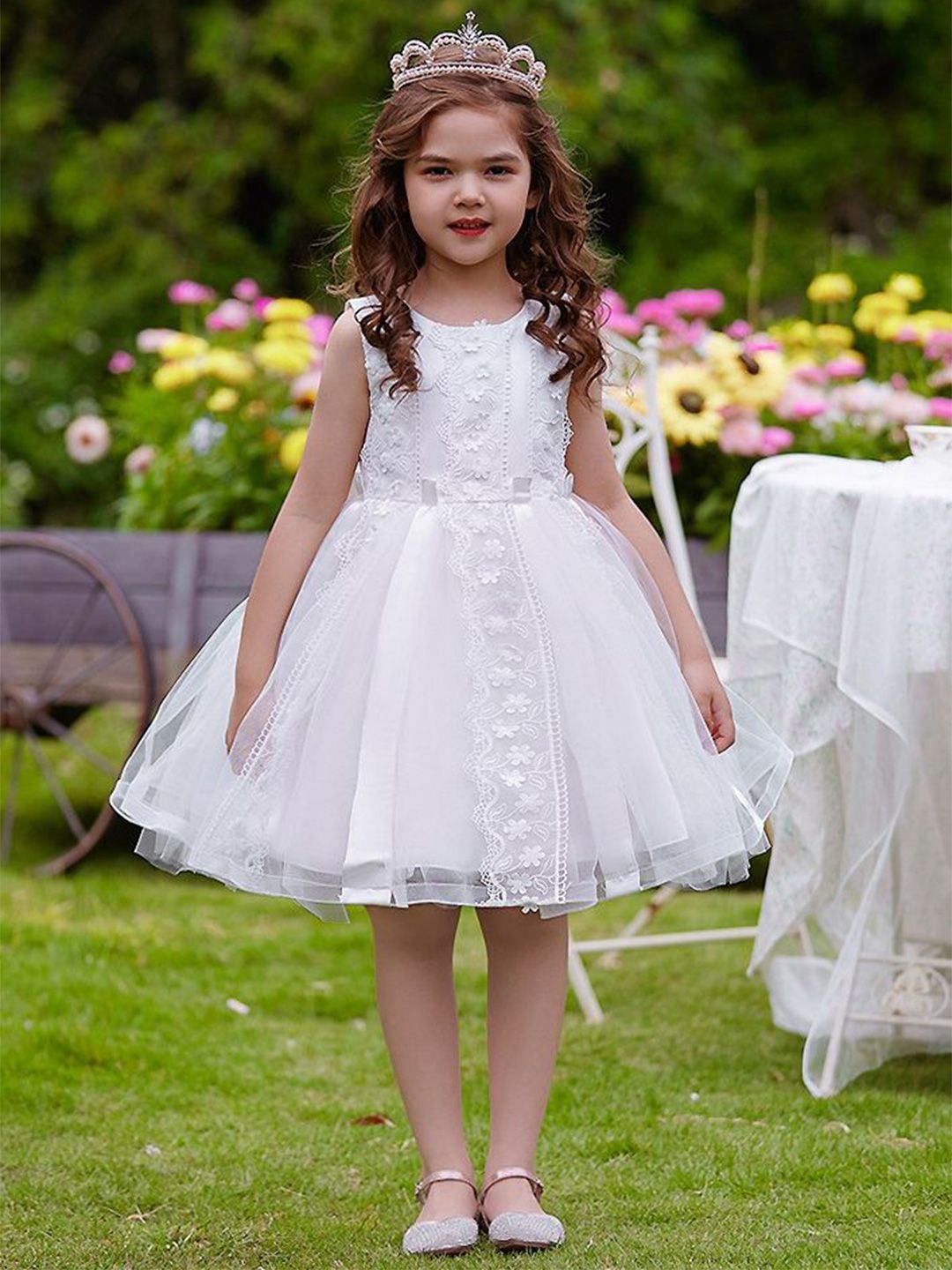 LULU & SKY Girls Floral Embroidered Fit & Flare Dress