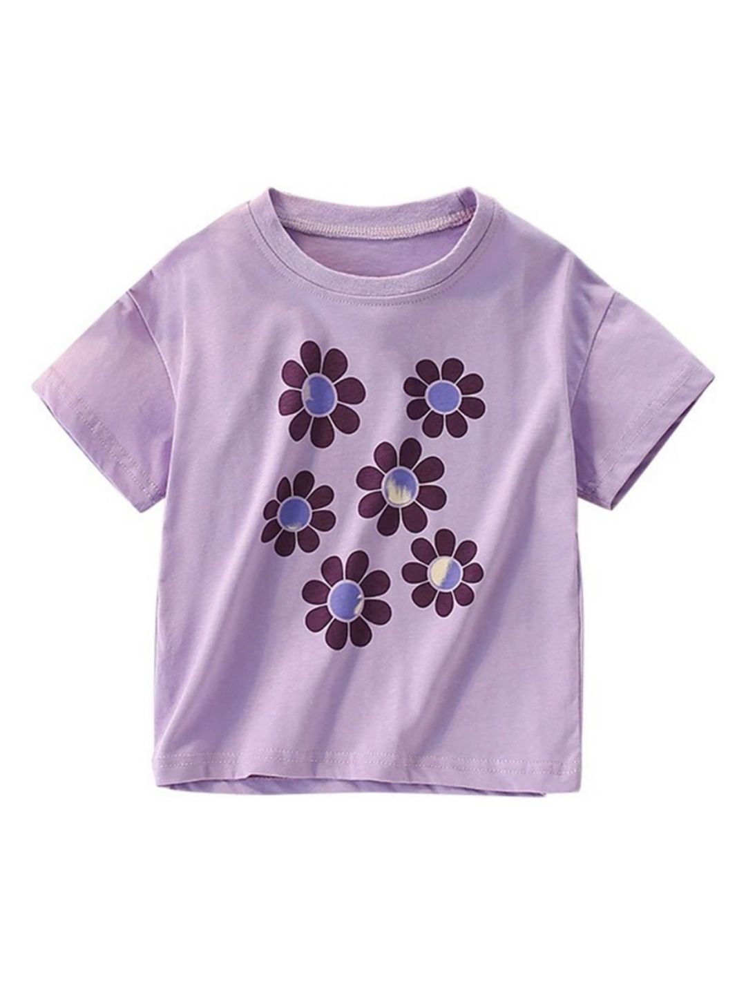 LULU & SKY Girls Floral Raw Edge T-shirt
