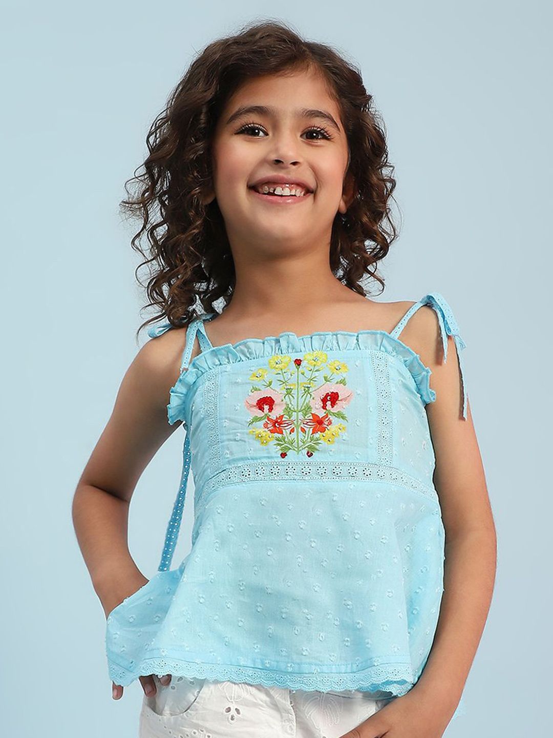 Biba Girls Floral Embellished Cotton Top
