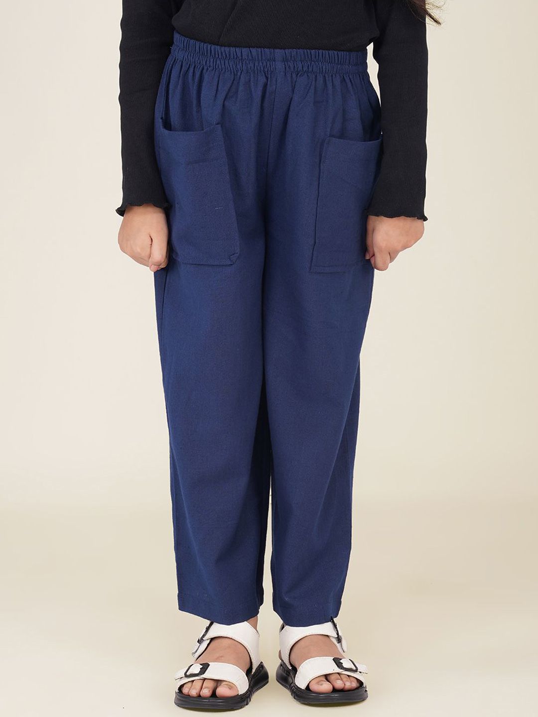 SPARSA Kids Cotton Relaxed Mid-Rise Loose Fit Trousers