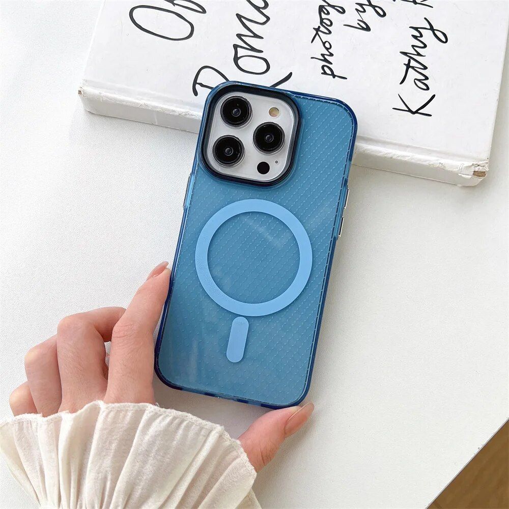 Luxury Kase LK085 Beehive Texture Magnetic Wireless Charging iPhone 15 Pro Back Case
