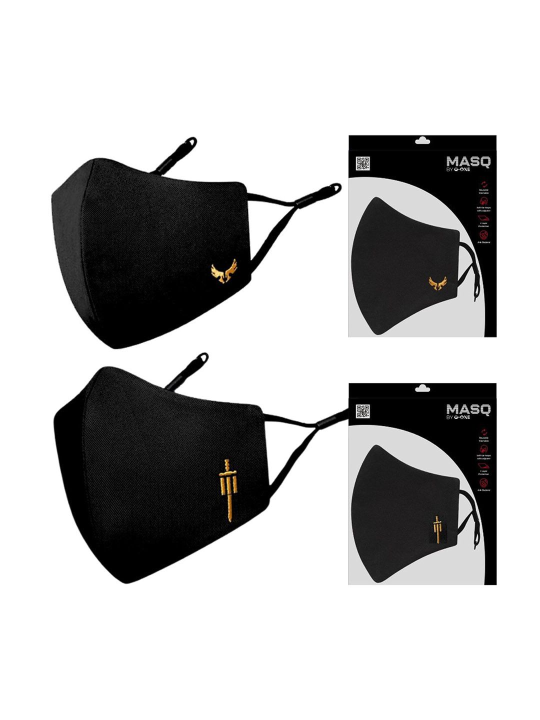 MASQ Sabre & Wings Pack of 2 4 Ply Cotton Protective Outdoor Masks