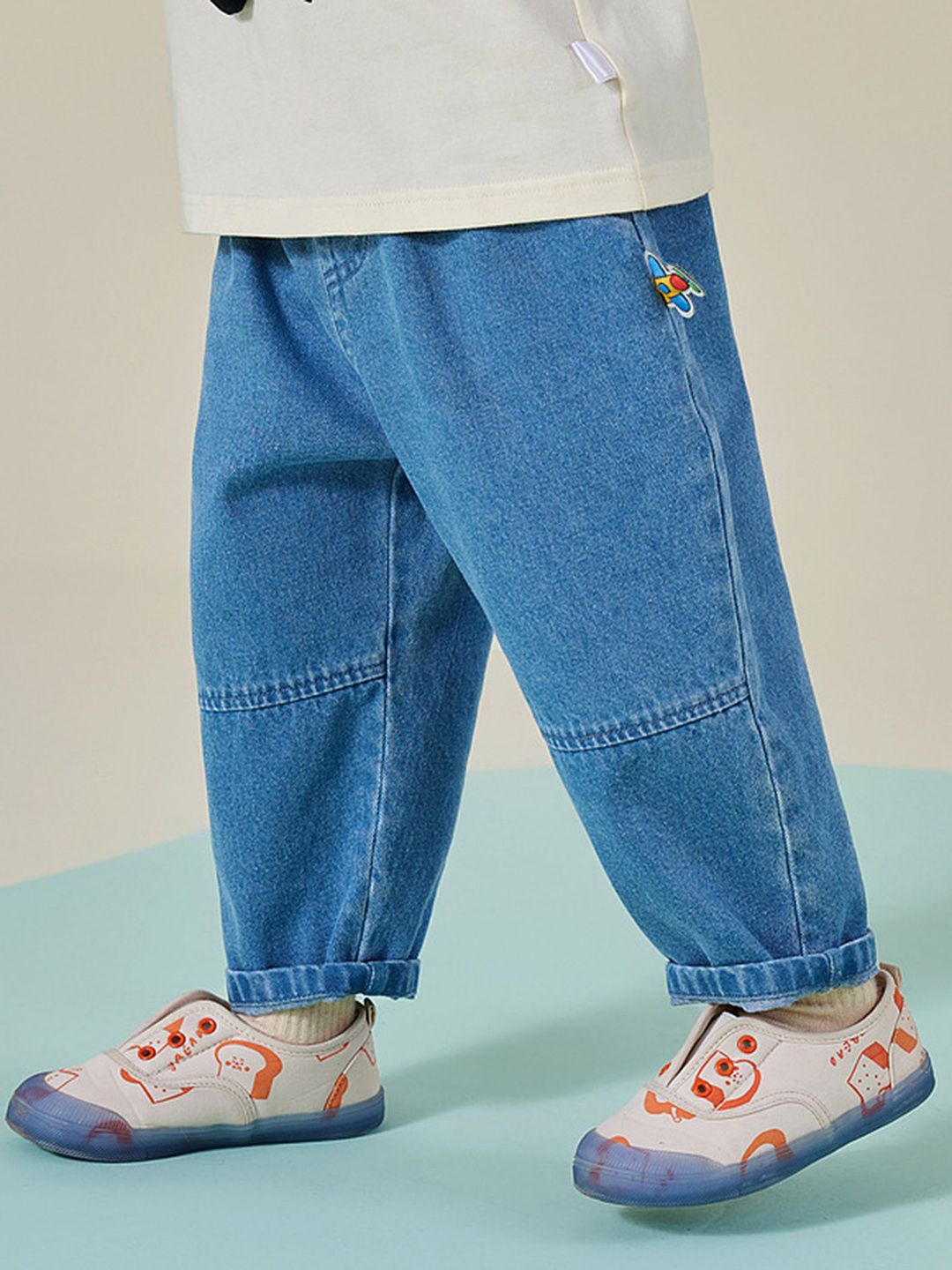 ルルです Buy LULU & SKY Unisex Kids Slip On Mom Fit High-Rise Jeans - Jeans