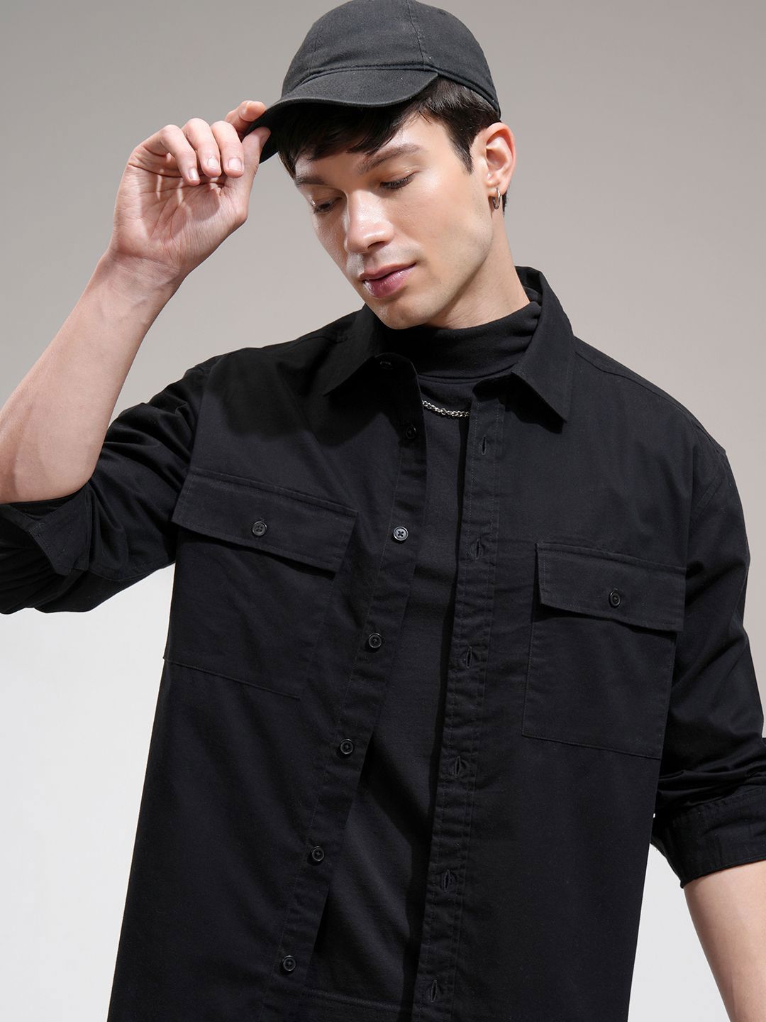 HIGHLANDER HIGHLANDER Men Solid Utility Pocket Oversized Overshirt
