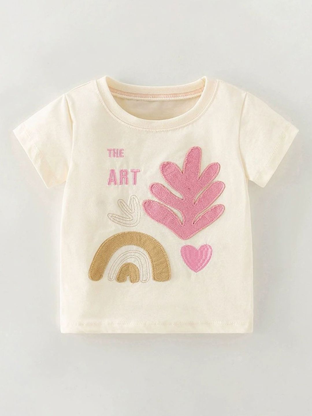 LULU & SKY Girls Printed Tropical Raw Edge T-shirt