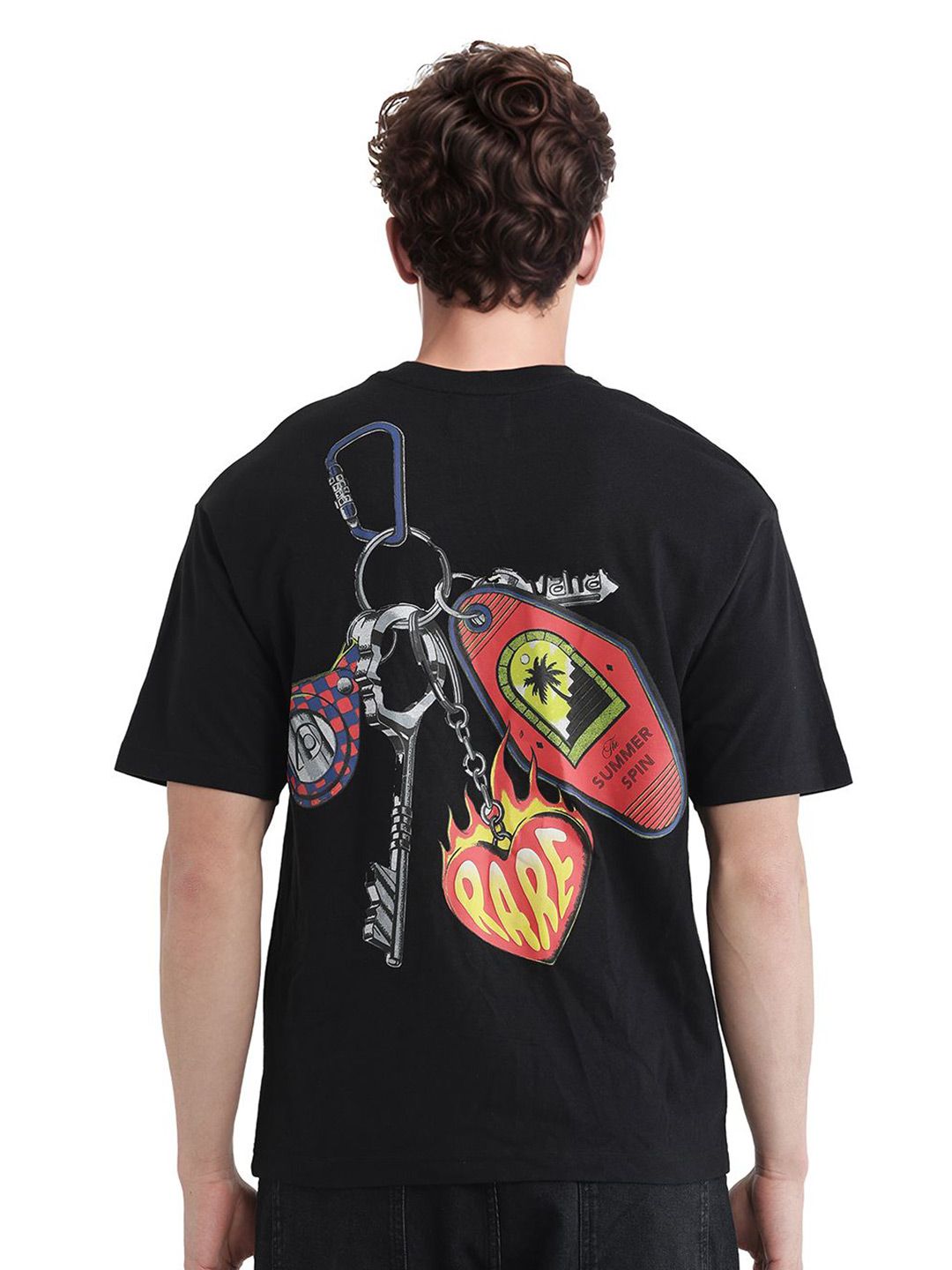 RARE RABBIT Men Graphic Printed Round Neck Cotton Oversized T-shirt deal from myntra RARE RABBIT Men Graphic Printed Round Neck Cotton Oversized T-shirt deal from myntra