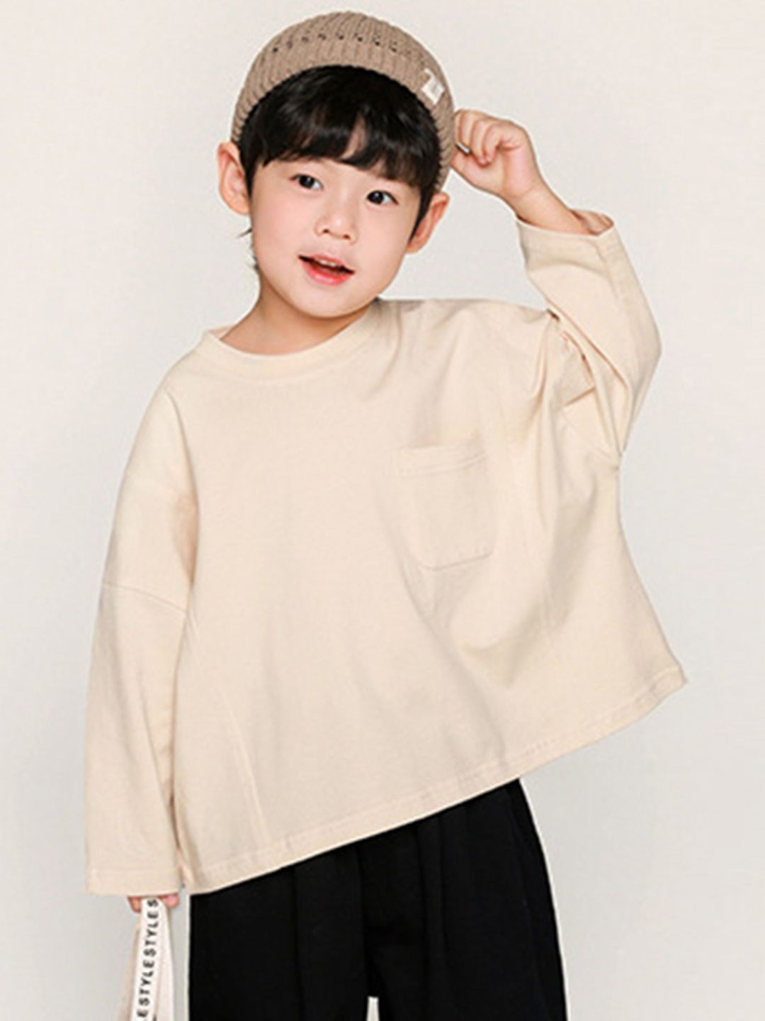 LULU & SKY Boys Extended Sleeves Pockets Boxy T-shirt