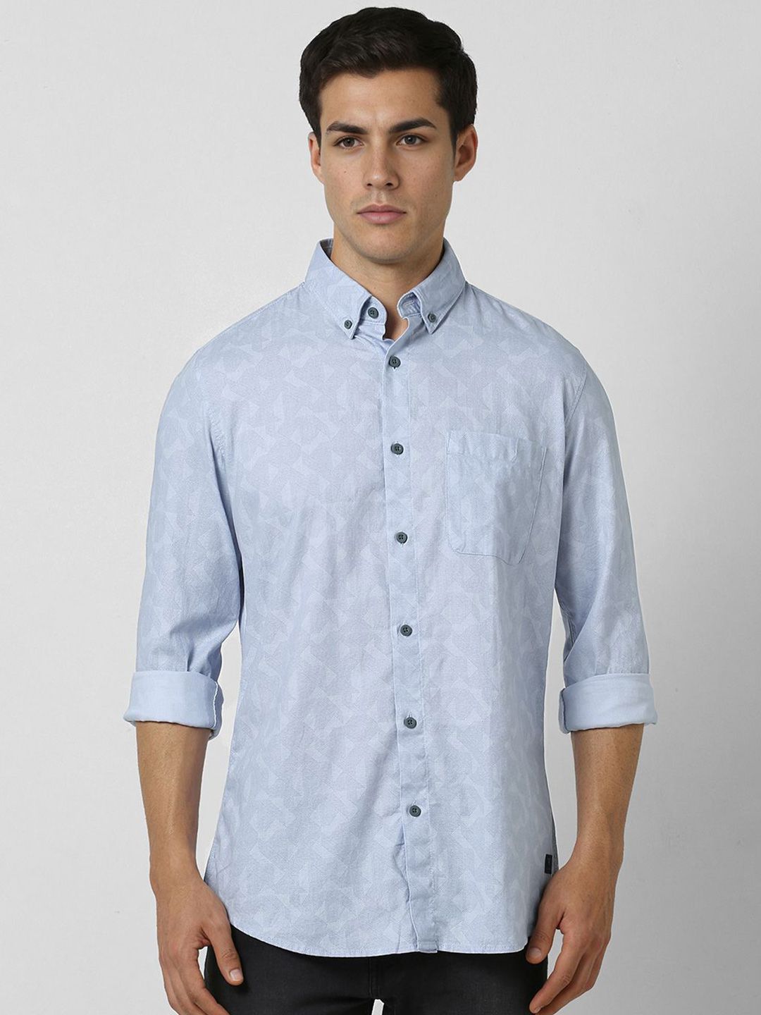 VAN HEUSEN DENIM LABS Men Slim Fit Geometric Printed Cotton Casual Shirt