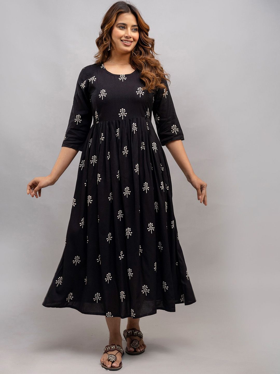 Mialo fashion Women Printed Maxi Maternity Feeding Ethnic Dress