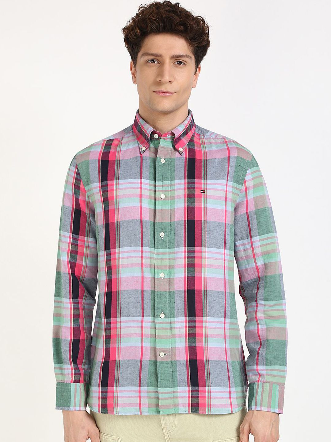 Tommy Hilfiger Tommy Hilfiger Men Button-Down Collar Tartan Checked Organic Cotton Casual Shirt