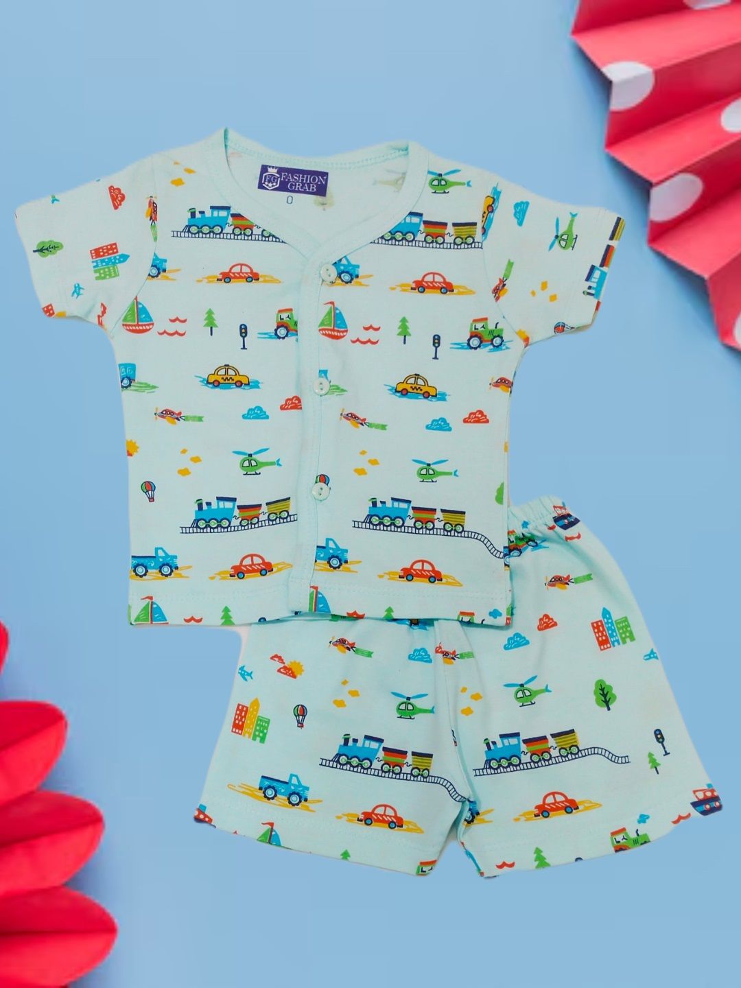 FASHION GRAB Infant Kids Printed Pure Cotton Shirt With Shorts