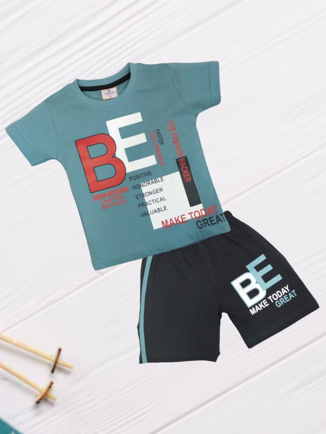 FASHION GRAB Kids Printed Pure Cotton T-Shirt With Shorts