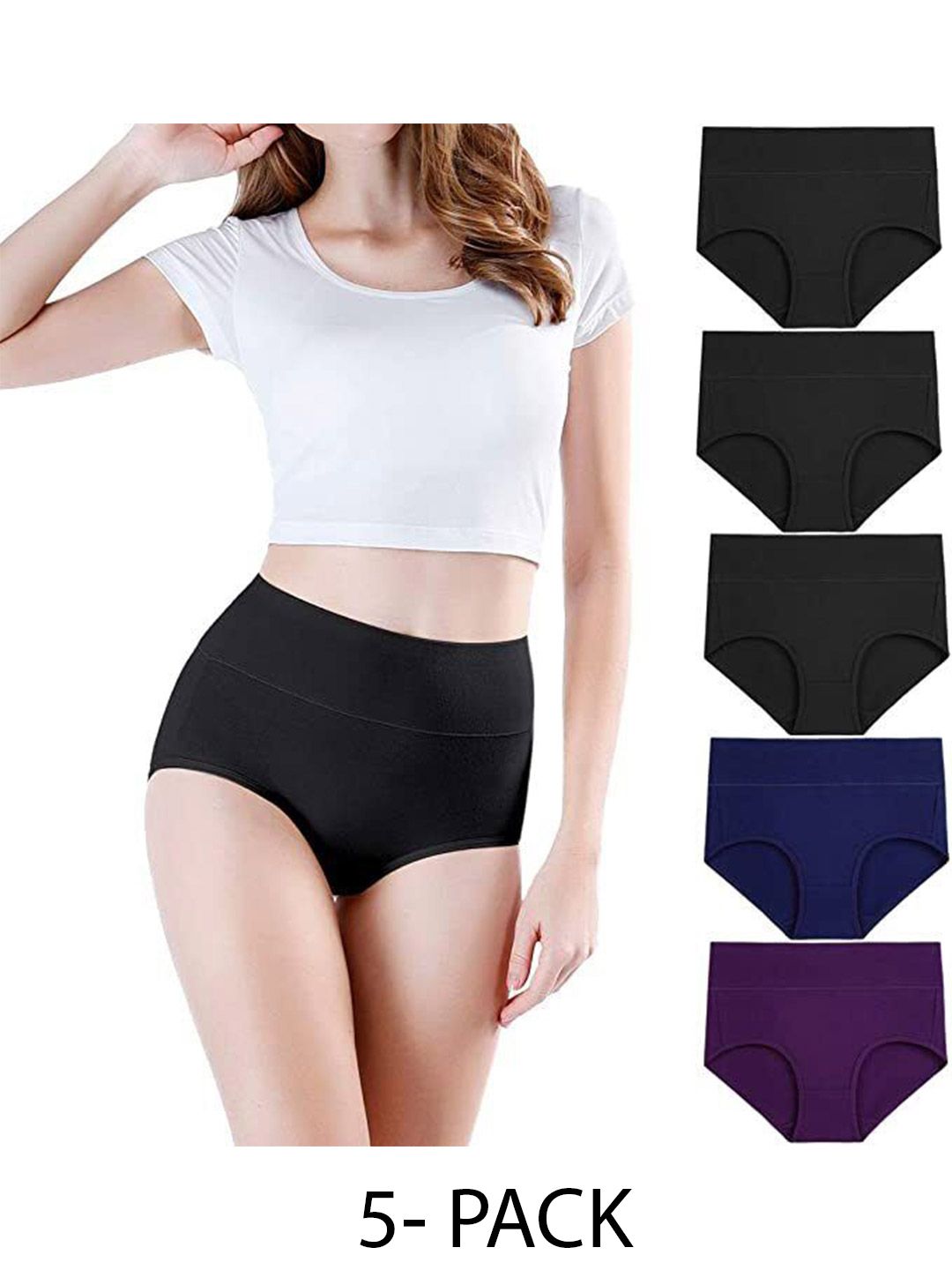 Diving Deep Women Pack of  5 Cotton Assorted Hipster Briefs