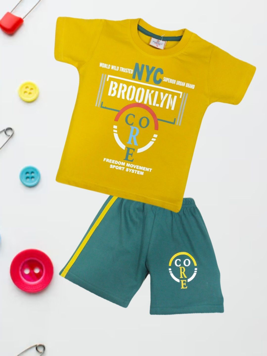 FASHION GRAB Kids Printed Pure Cotton T-Shirt With Shorts