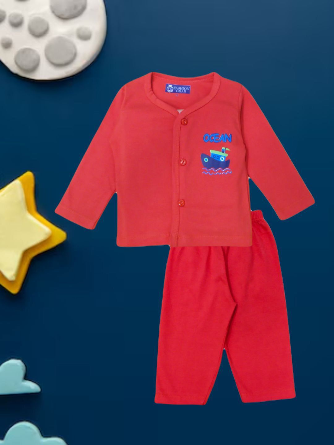 FASHION GRAB Kids Printed Pure Cotton Jhabla With Trouser