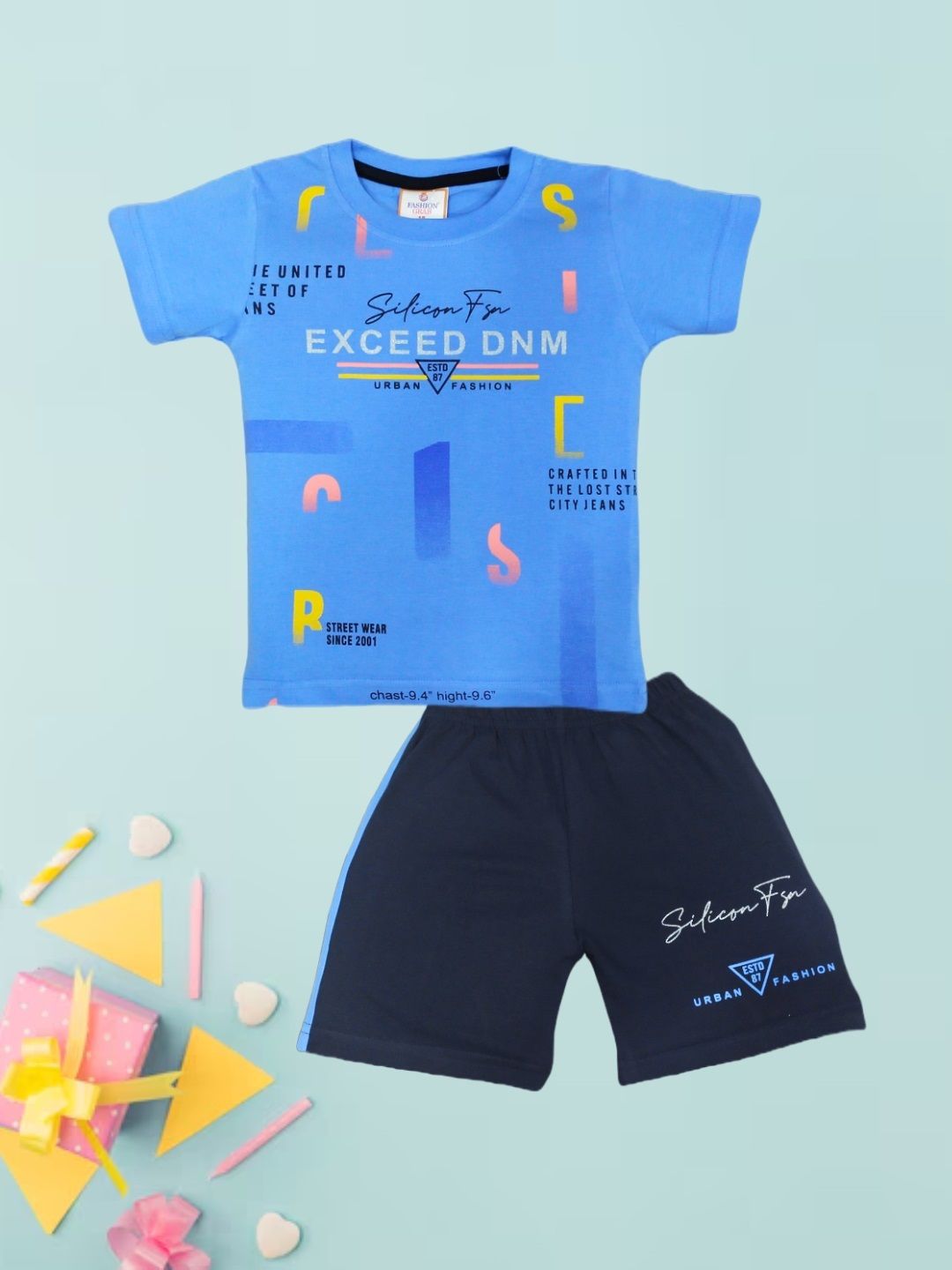 FASHION GRAB Kids Printed Pure Cotton T-Shirt With Shorts