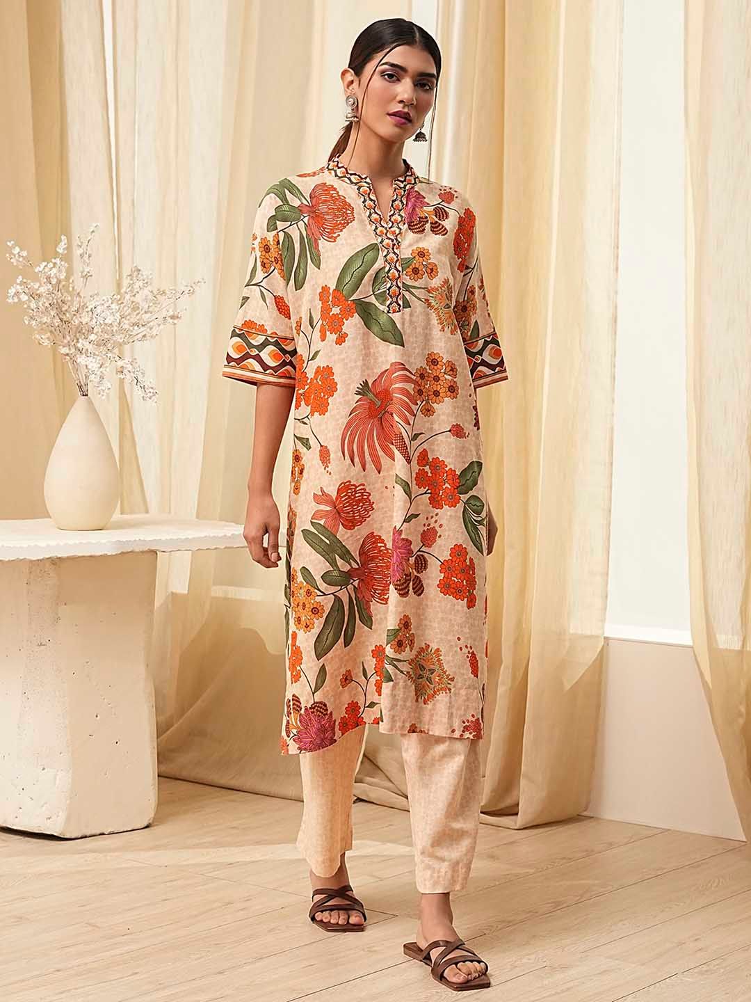 Biba Biba Women Floral Printed Regular Kurta with Palazzos
