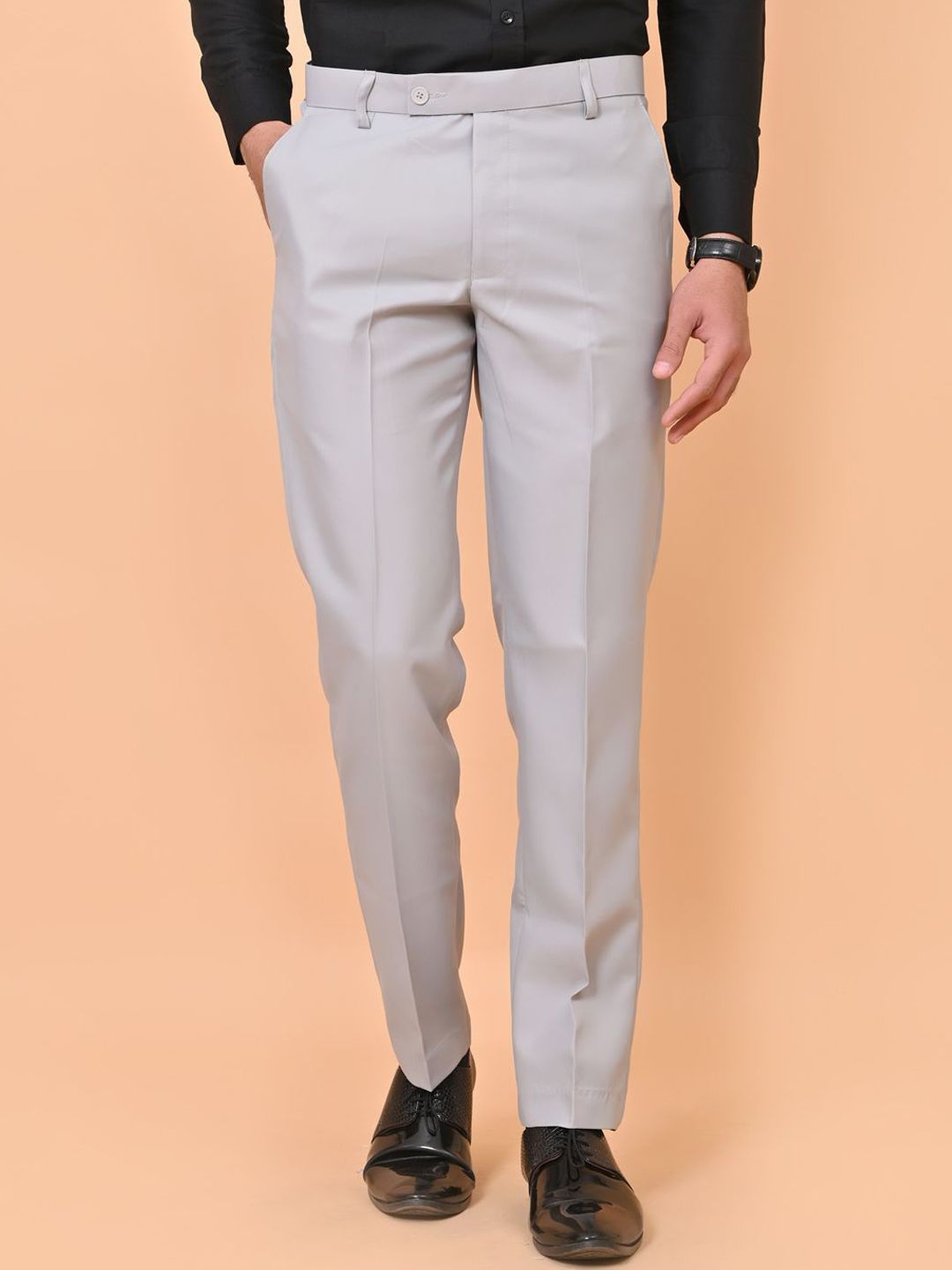el cielo Men Relaxed Easy Wash Slim Fit Formal Trousers