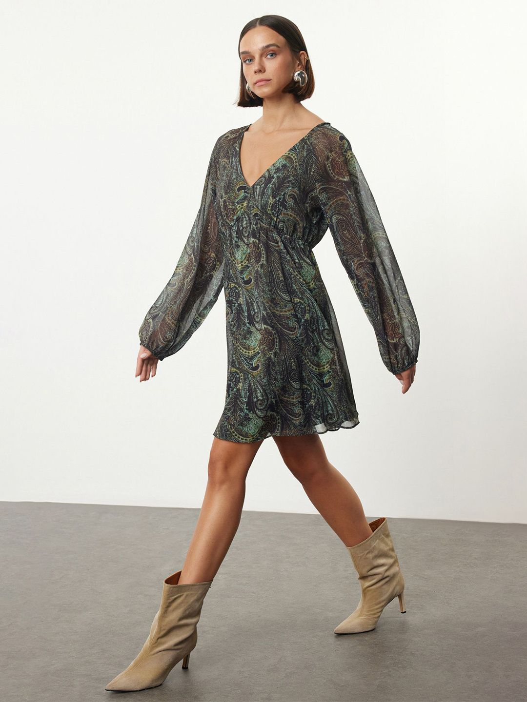 Trendyol Women Ethnic Motifs Printed Wrap Dress