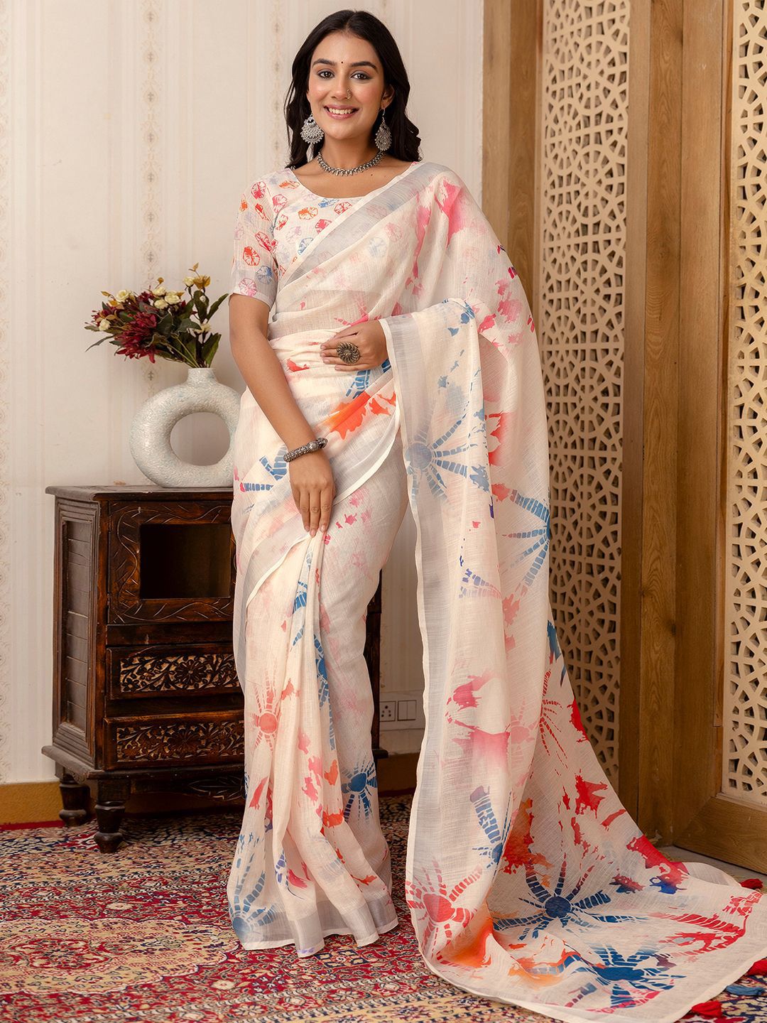 Mitera Tie and Dye Printed Saree