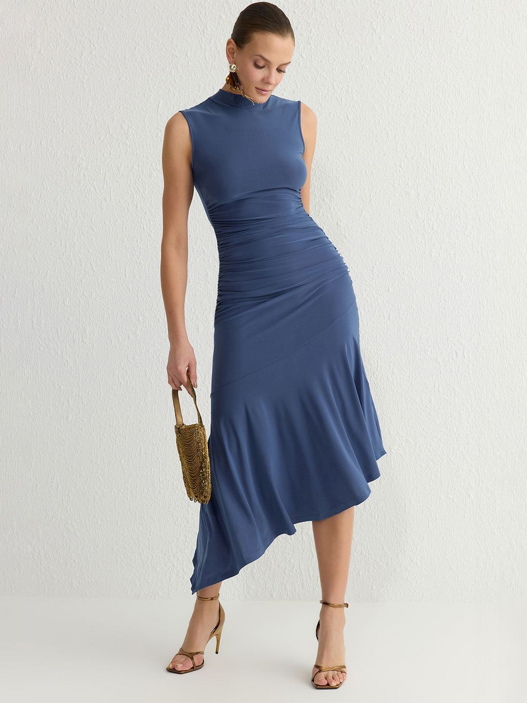 Trendyol Round Neck Drop-Waist Midi Dress