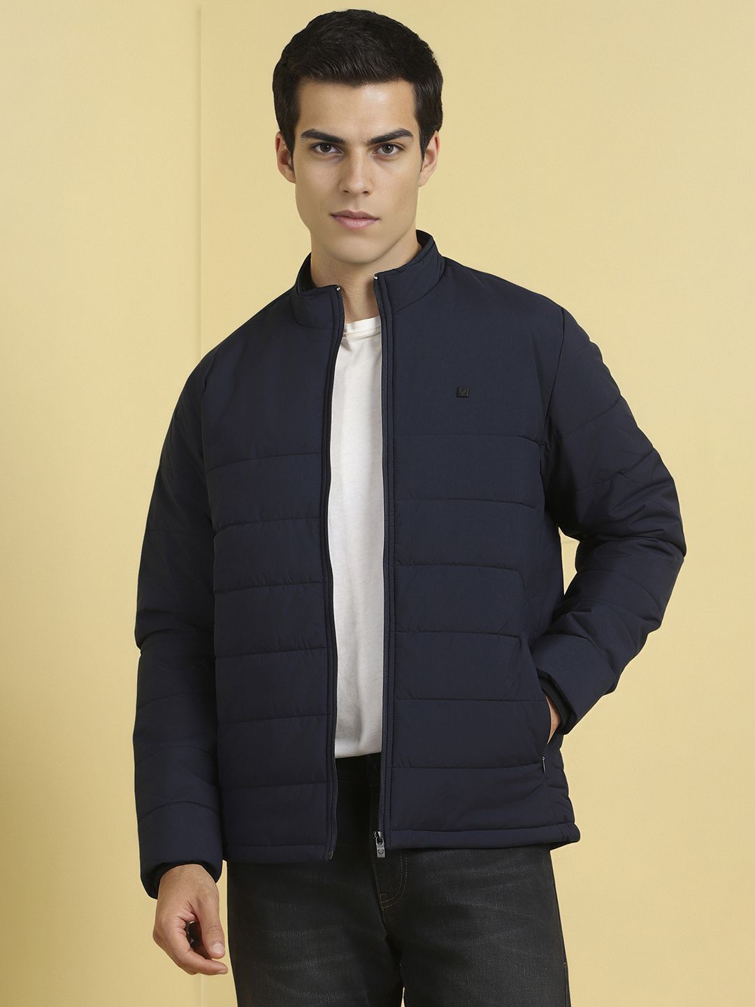 Allen Solly Men Stand Collar Solid Casual Puffer Jacket
