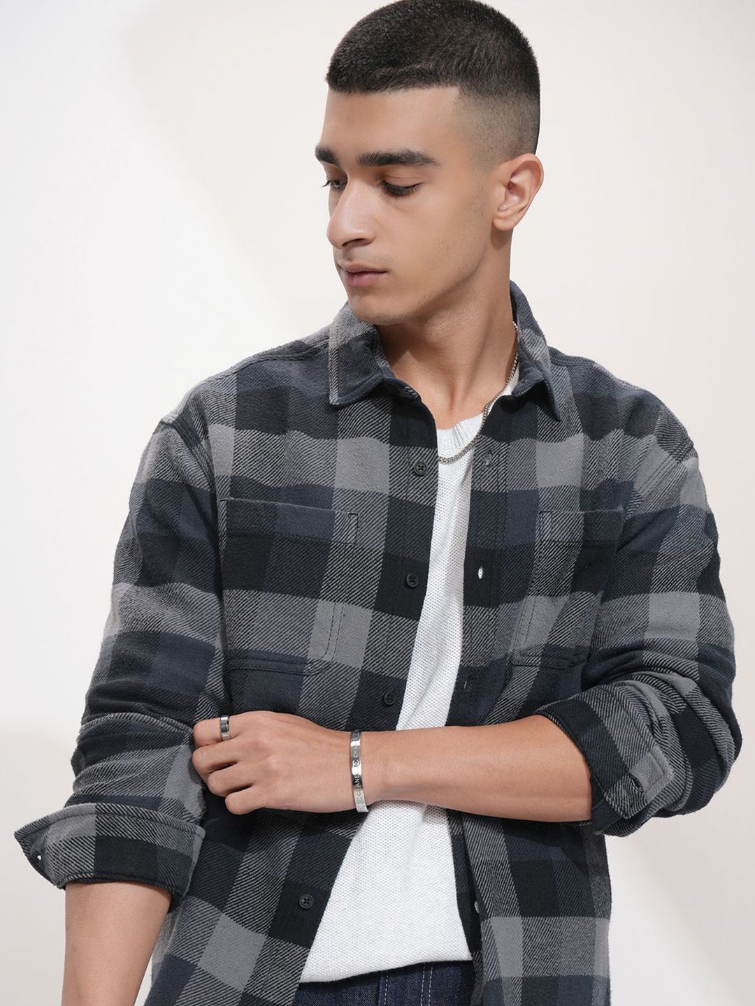 HIGHLANDER Men Flannel Check Relaxed Casual Shirt