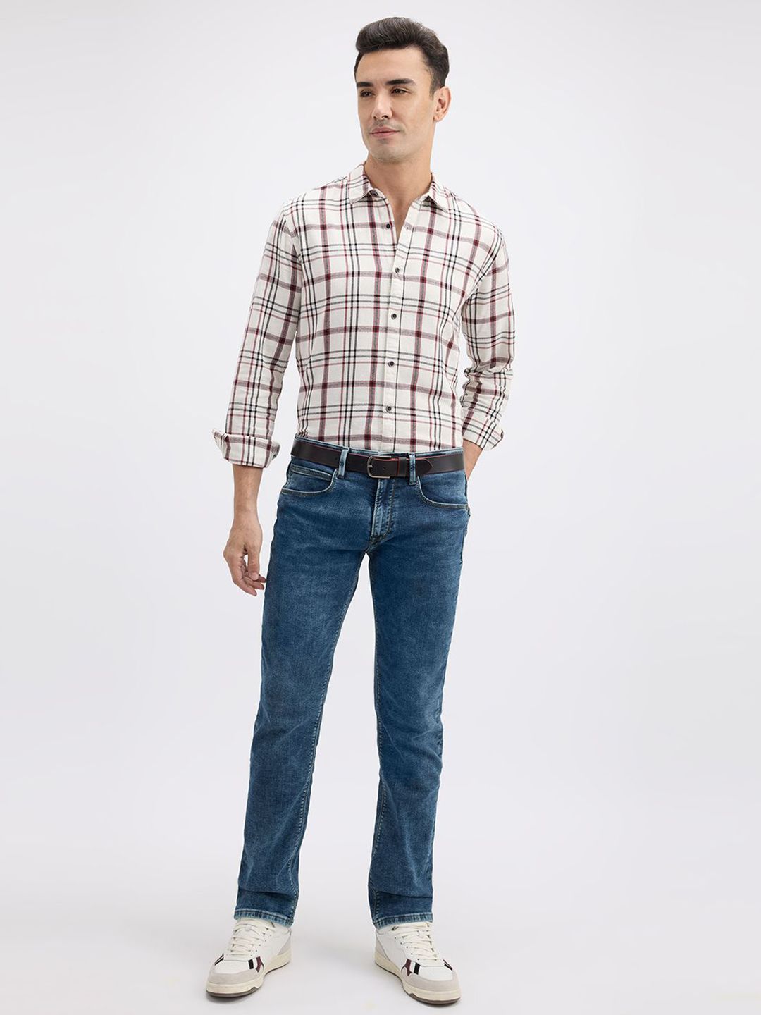 Pepe Jeans Men Spread Collar Tartan Checked Cotton Casual Shirt