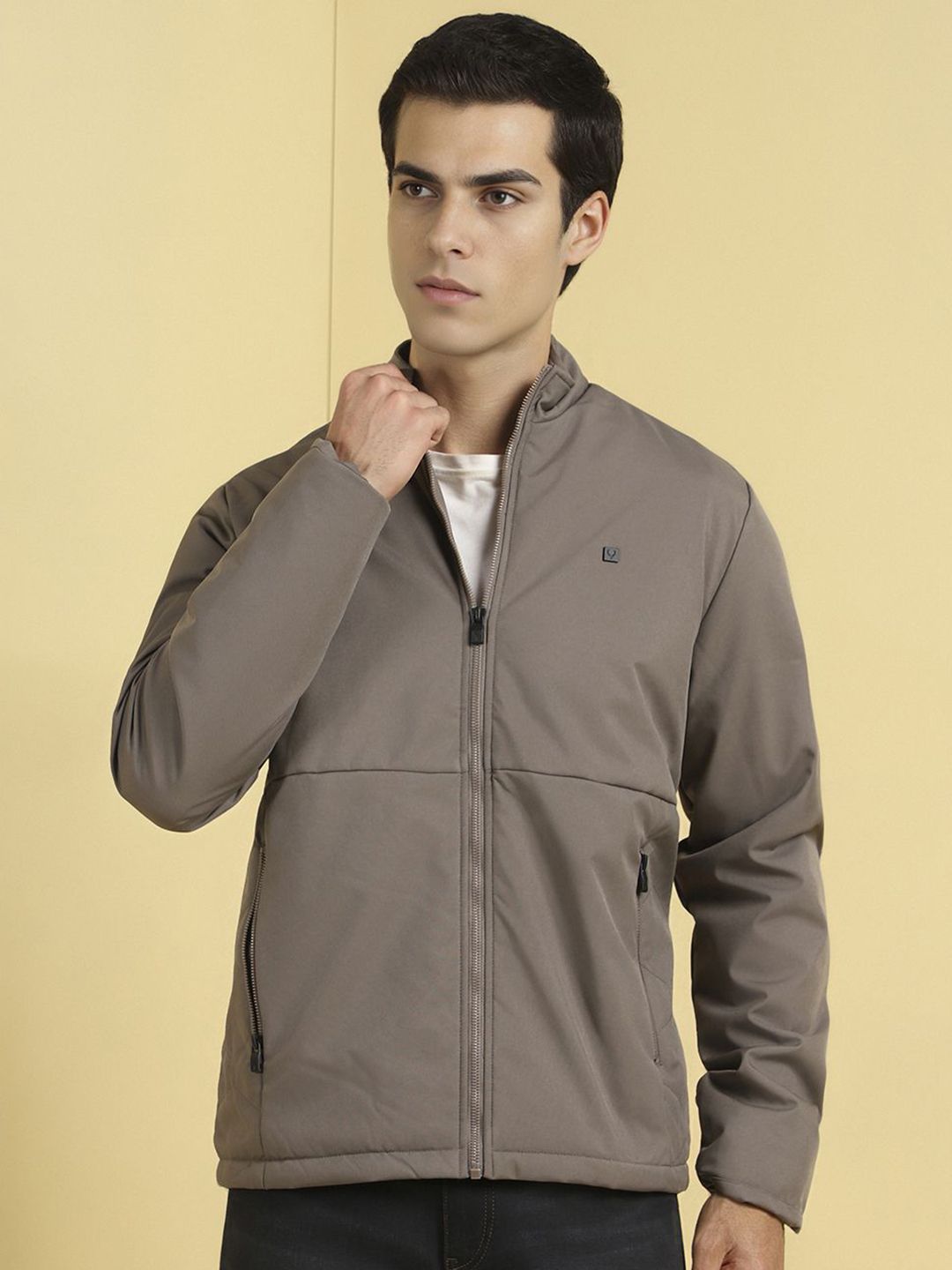 Allen Solly Men Stand Collar Solid Casual Tailored Jacket