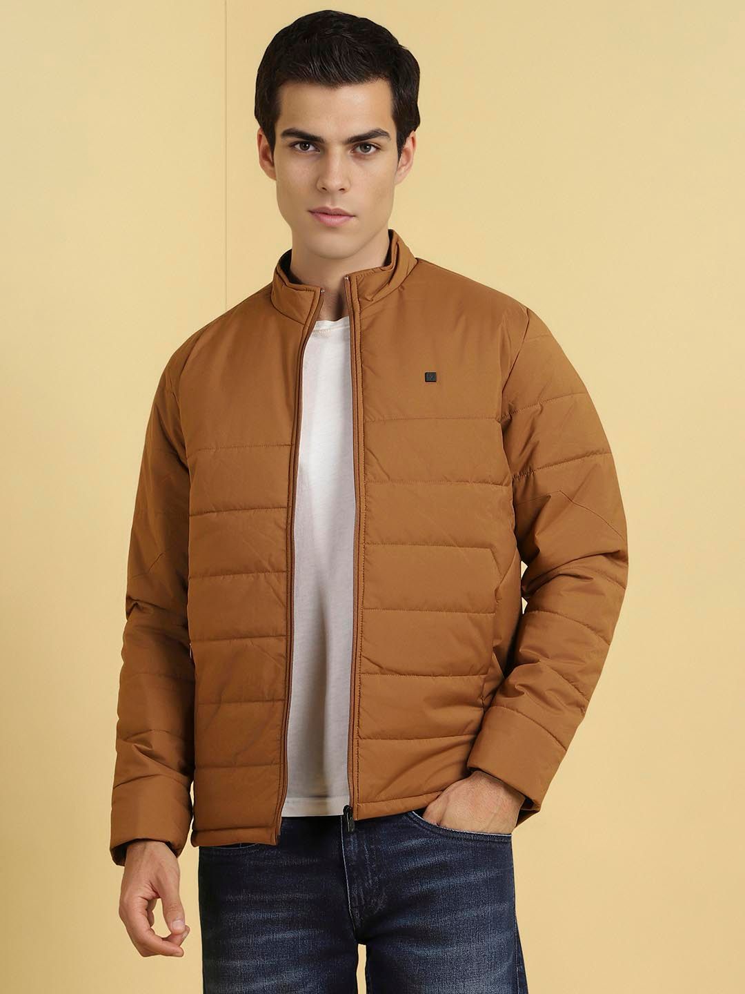 Allen Solly Men Stand Collar Solid Casual Puffer Jacket