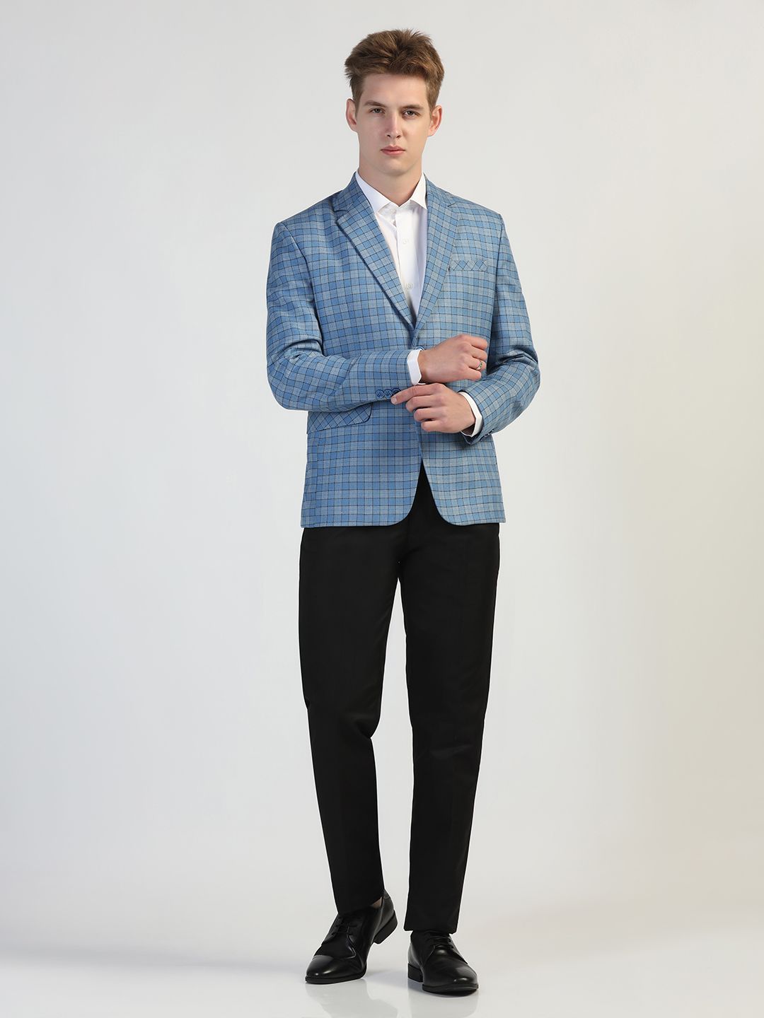 TAHVO Checked Notched Lapel Single Breasted Blazer