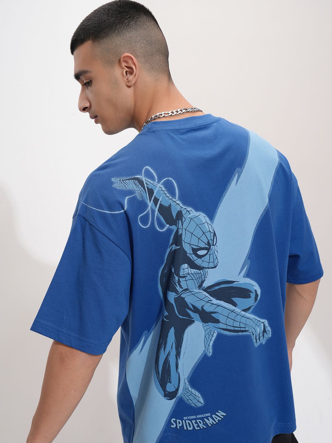 HIGHLANDER Marvel Spider Man Men Oversized Dropshoulder Round Neck Tshirt