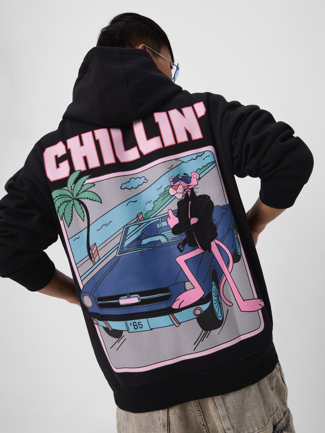 Buy The Souled Store Men Pink Panther Chillin Hooded Cotton