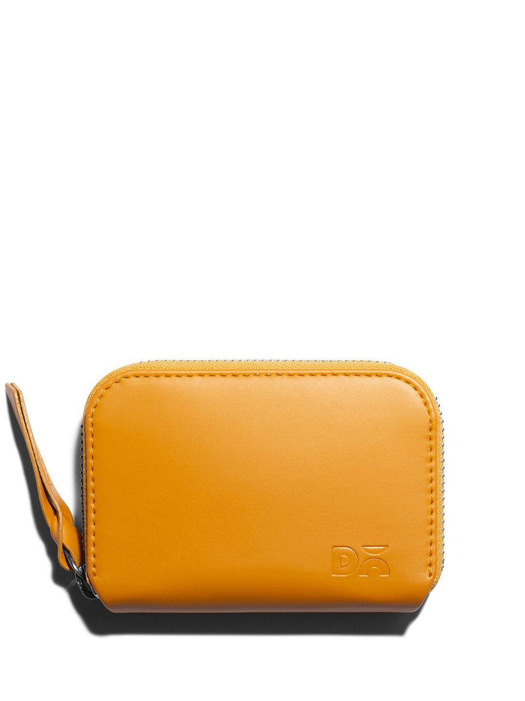 DailyObjects Unisex Chrome Yellow Vegan Leather Zipper Slim Card & Coin Wallet