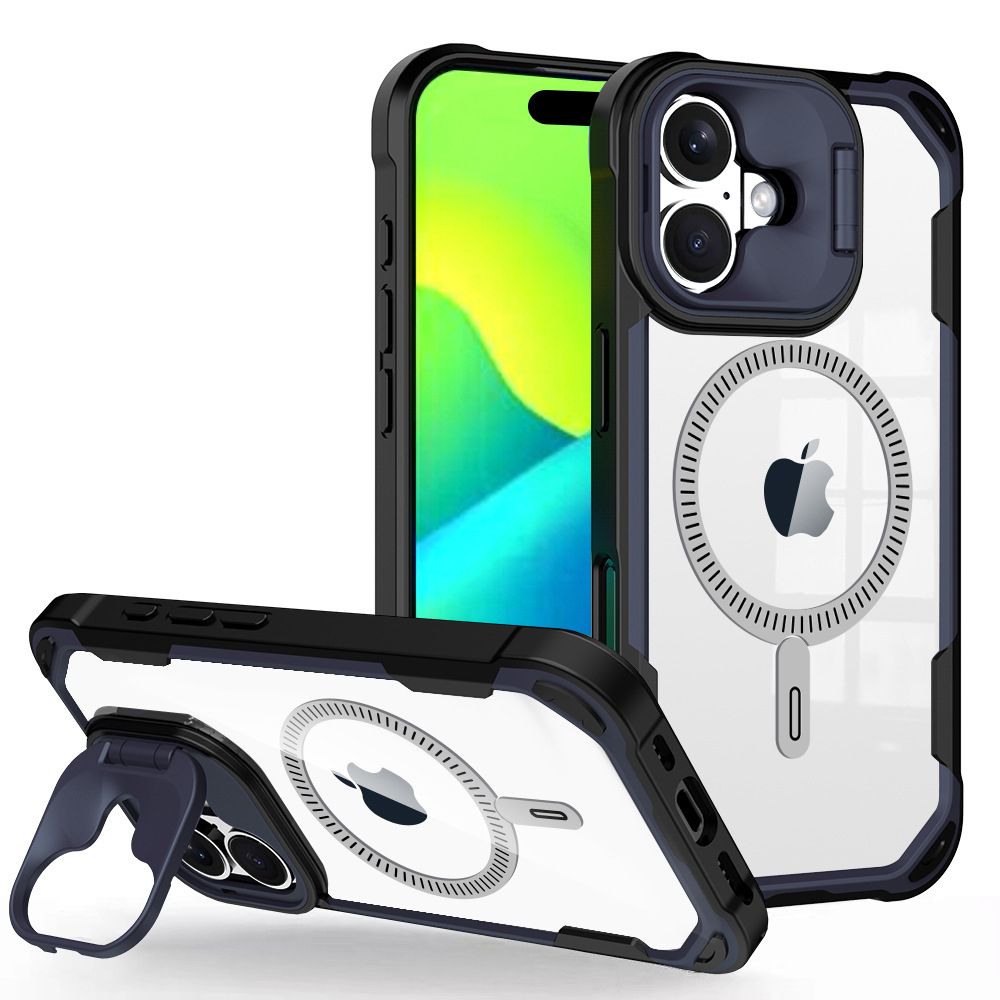 Luxury Kase LK164 iPhone 16 Invisible Stand Transparent Magnetic Mag-Safe Back Case