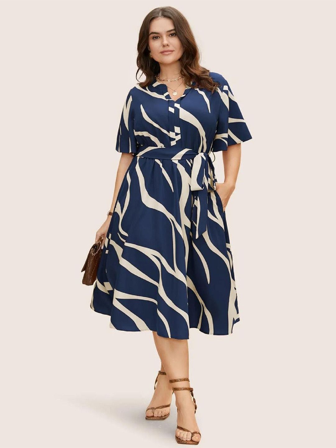 JAIPURFAME JAIPURFAME Women Printed Fit and Flare Midi Dress