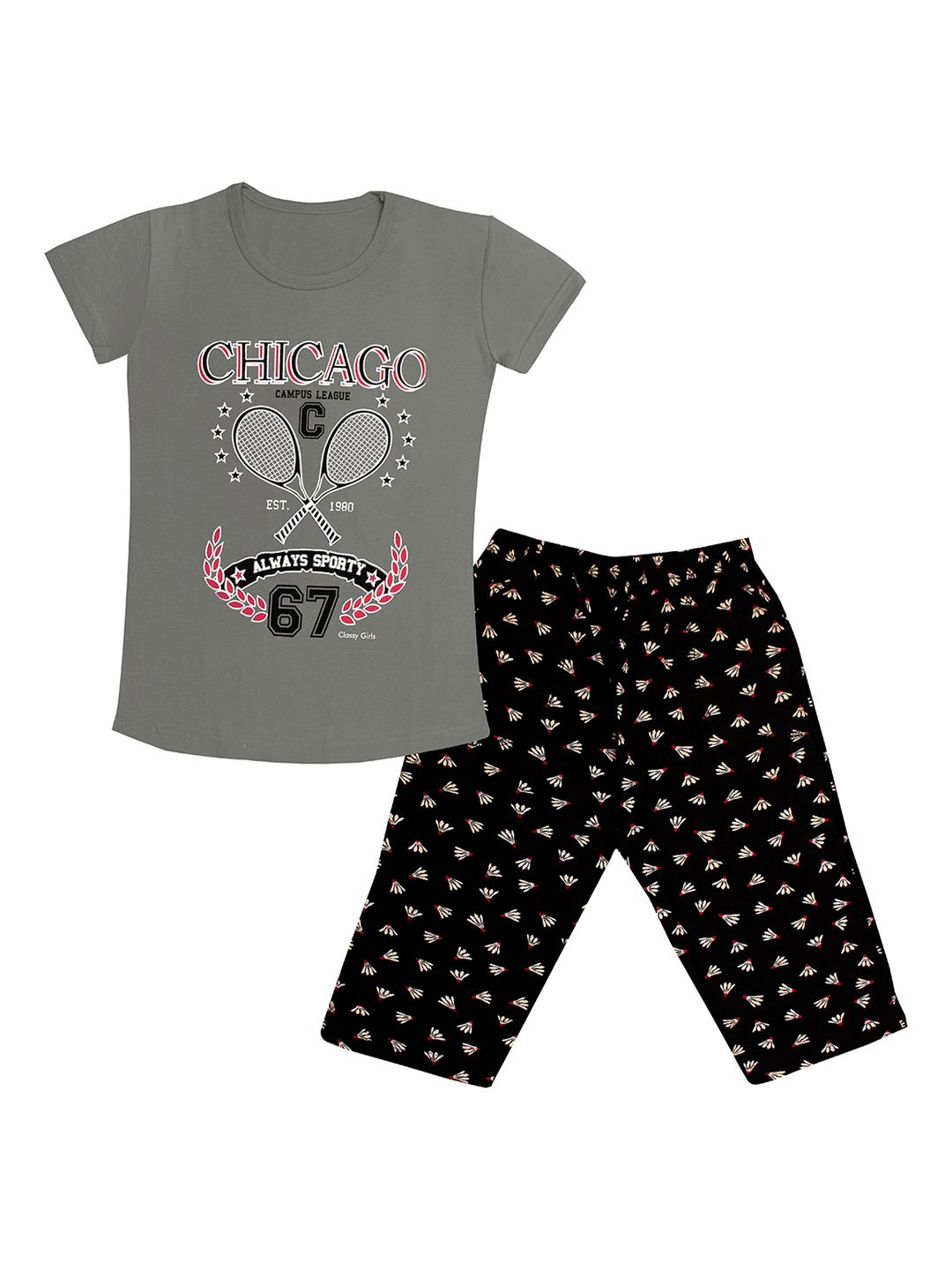 Tee Weavers Girls Pure Cotton Printed Night Suit