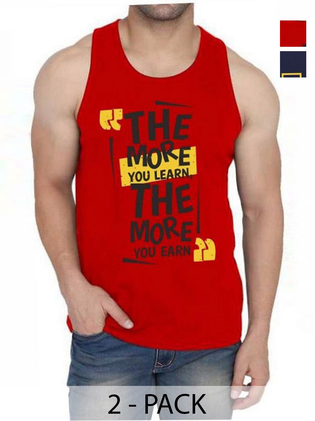 WOOSTRO Men Pack Of 2 Typography Printed Round Neck Cotton Slim Fit T-shirts