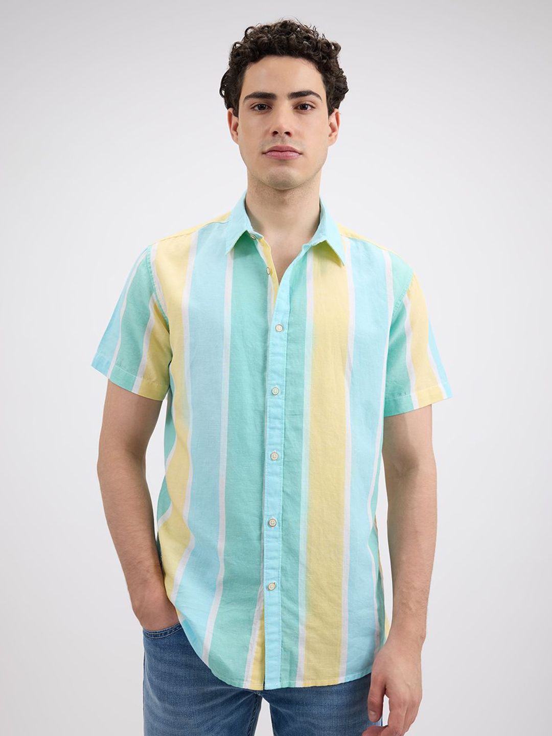 Buy Pepe Jeans Men Spread Collar Vertical Striped Cotton Casual