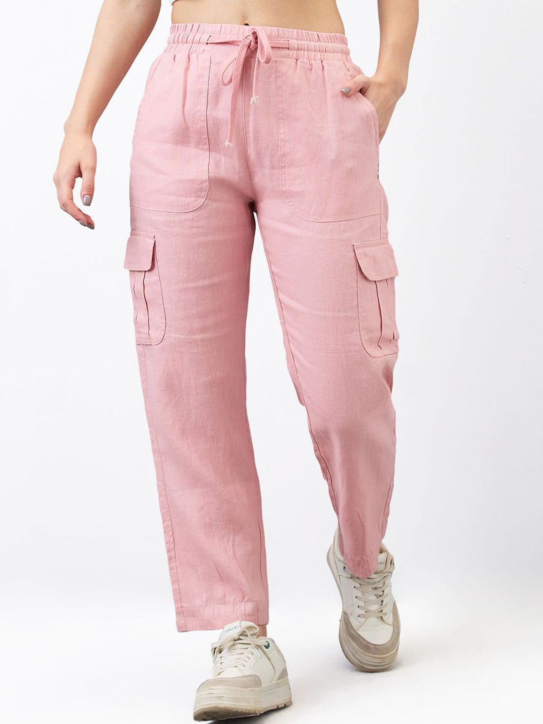 SPYKAR SPYKAR Women Straight Fit High-Rise Cargos Trousers