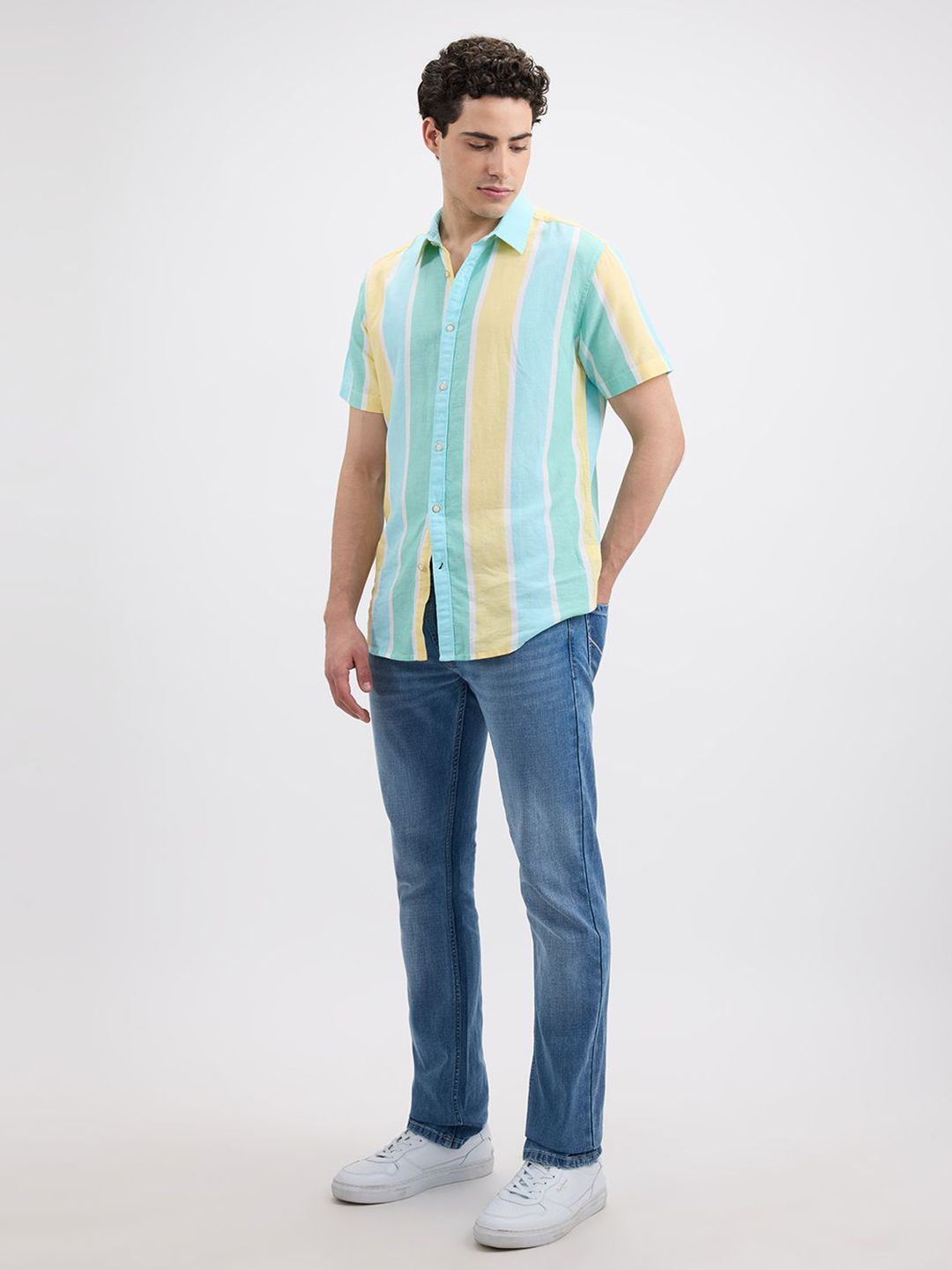 Buy Pepe Jeans Men Spread Collar Vertical Striped Cotton Casual