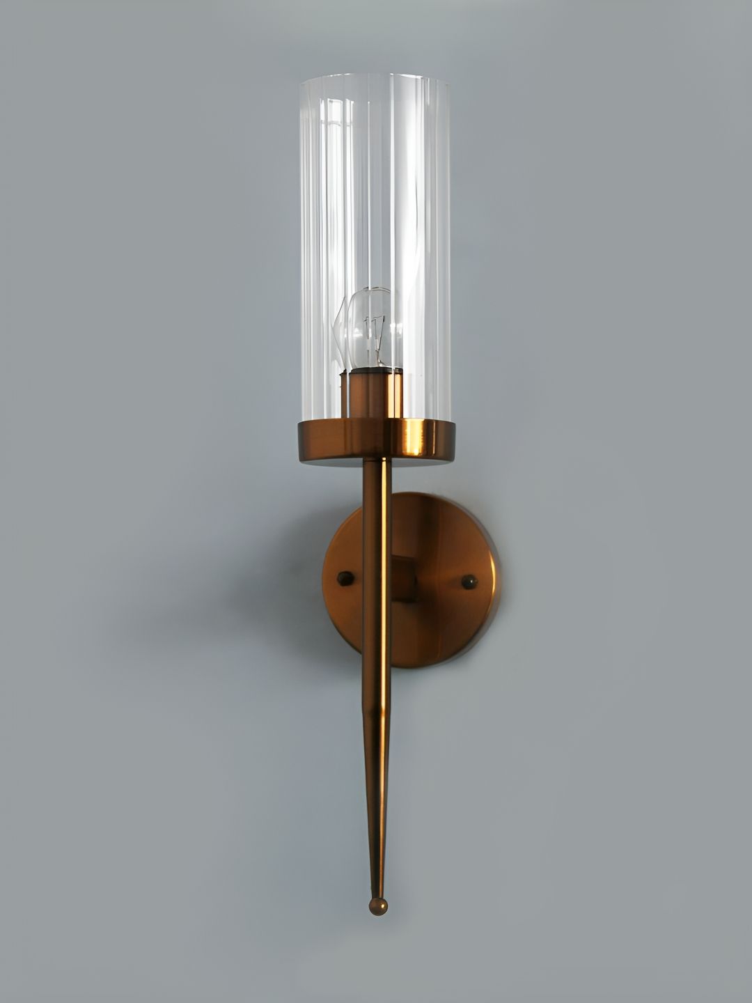 SHREE KALA HOME DECOR Gold Toned & Transparent Metal Cylinder Shaped Wall Lamp