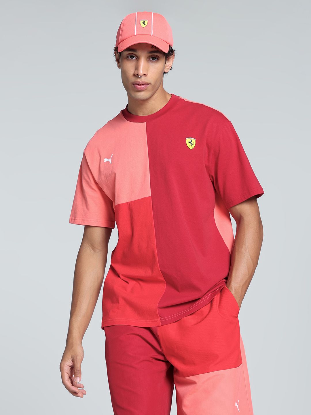 PUMA Motorsport Men Men Scuderia Ferrari Race Lifestyle Colourblocked T-shirt