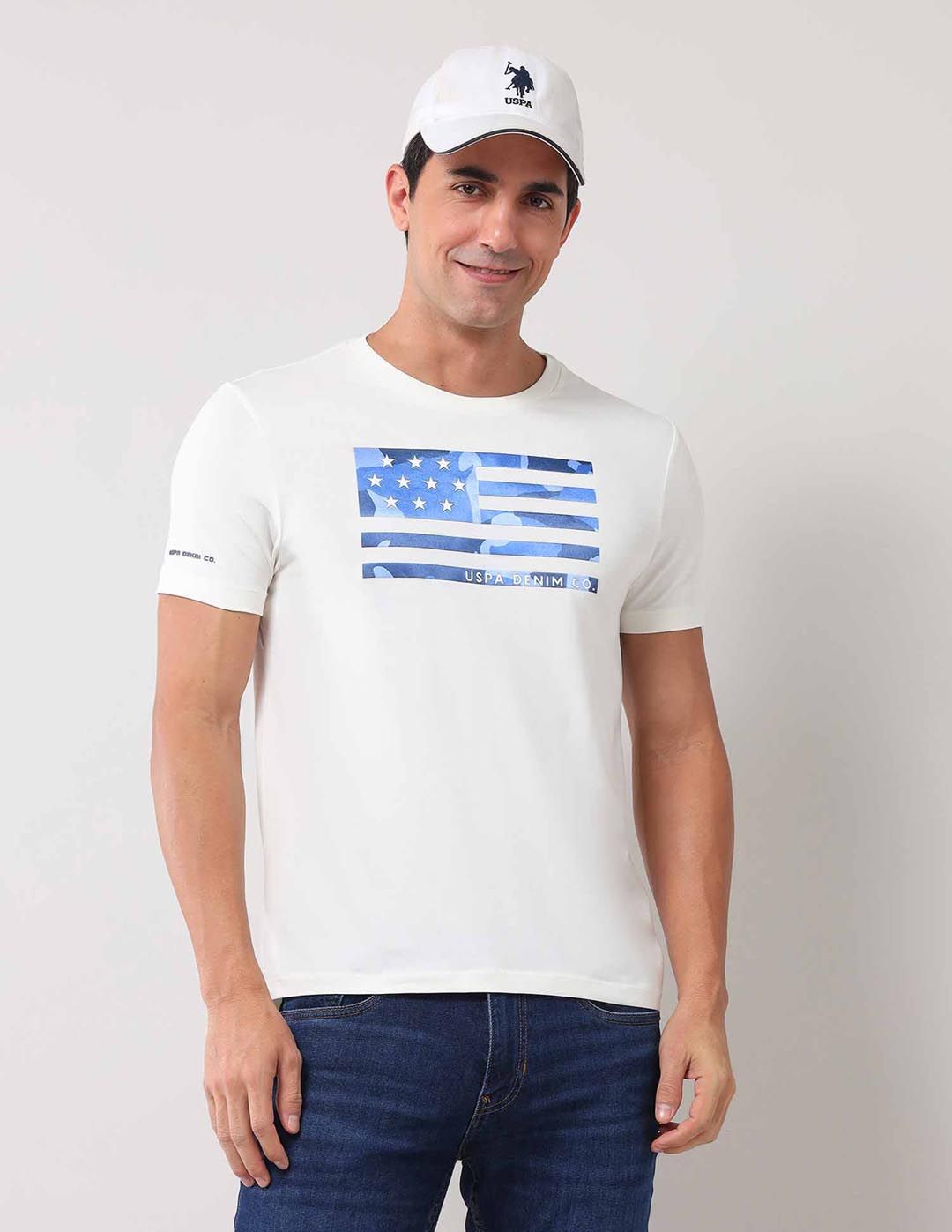 U.S. Polo Assn. Denim Co. Men Graphic Printed Round Neck Cotton Slim Fit T-shirt