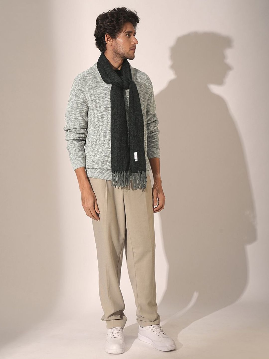 SELECTED Men Cable Knit Cotton Cardigan