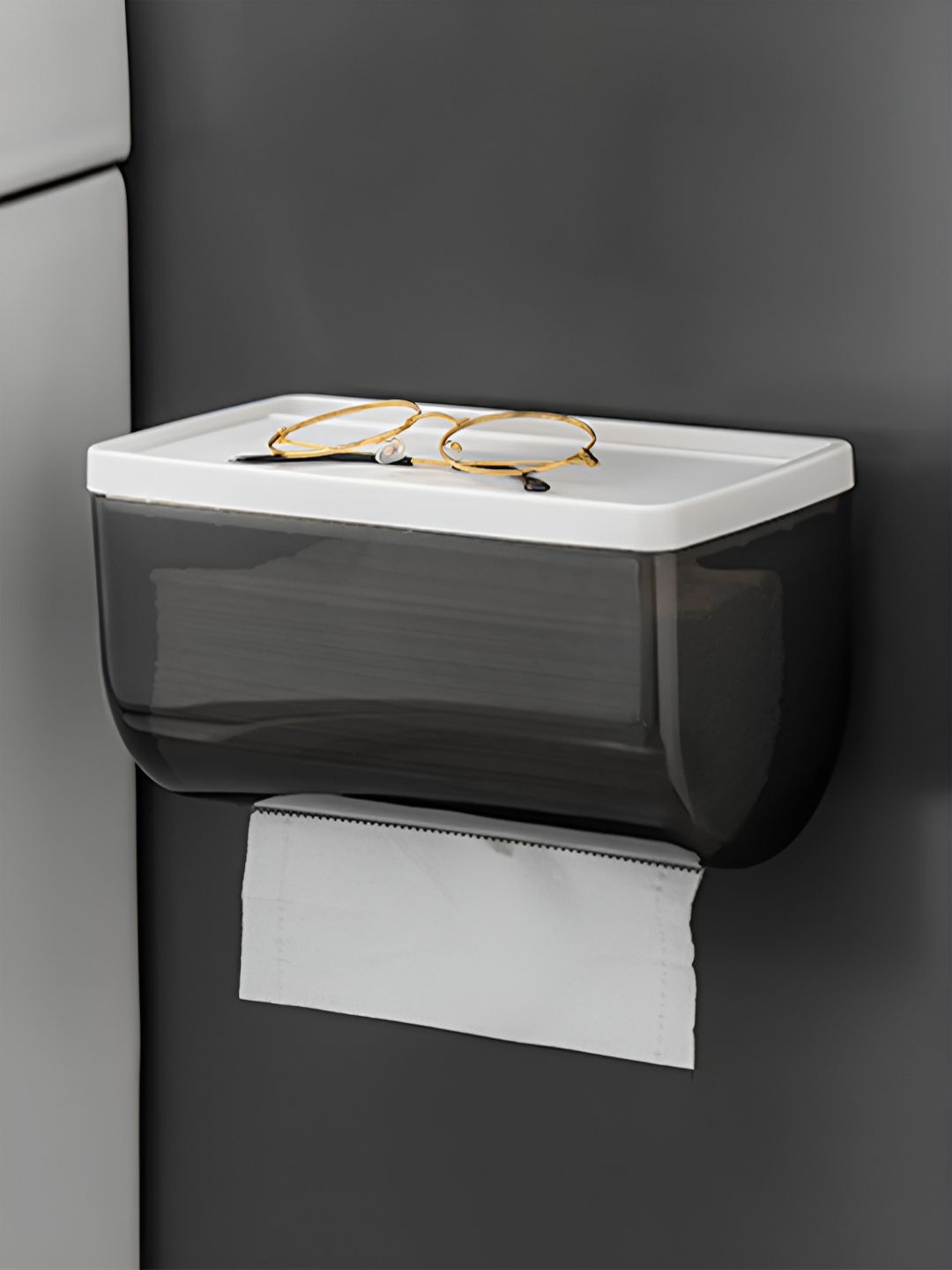 HOKIPO Black & White Solid Plastic Tissue Holders