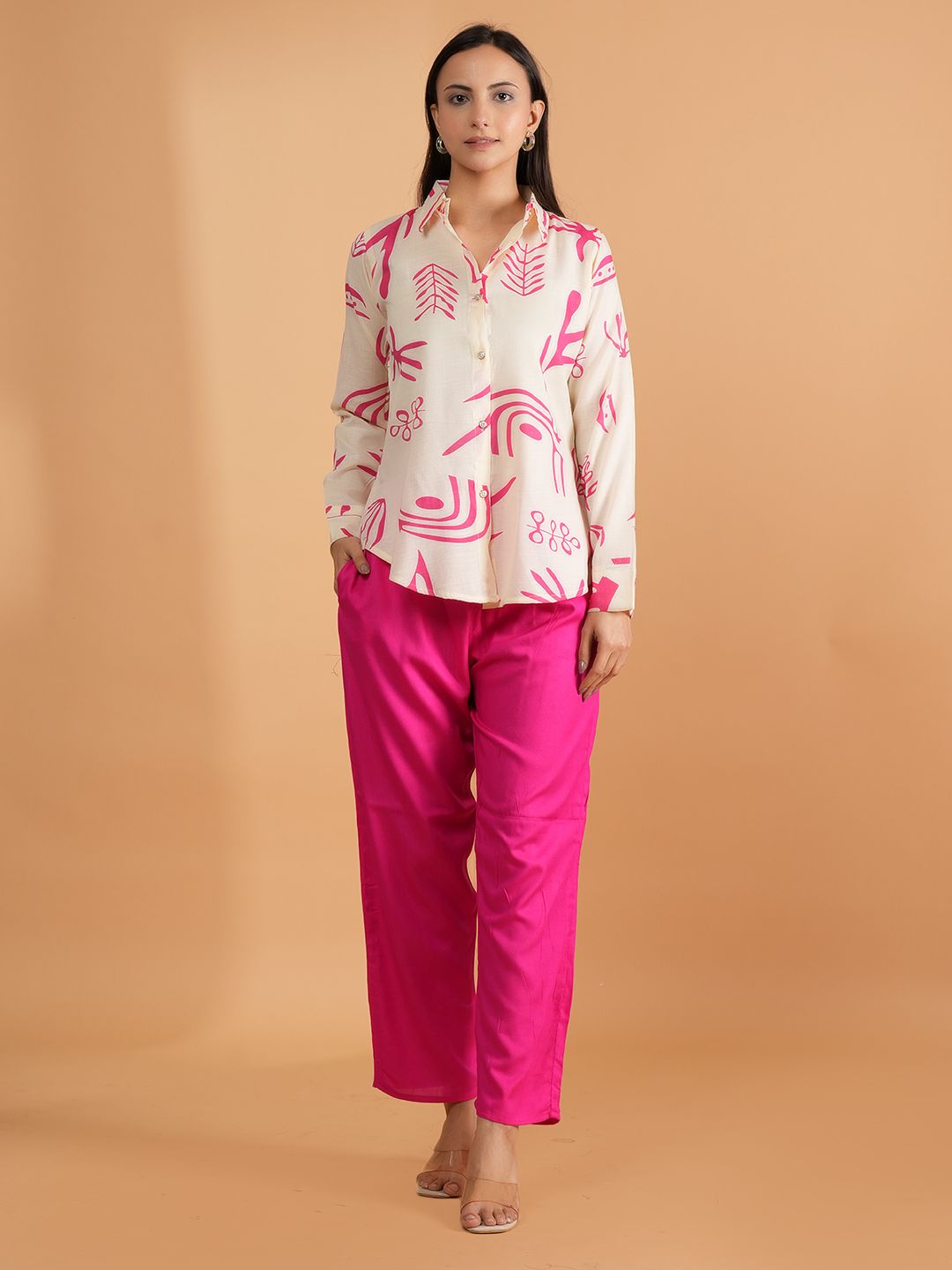 NEYSA Printed Shirt Collar Neck Shirt With Trousers Co-Ords