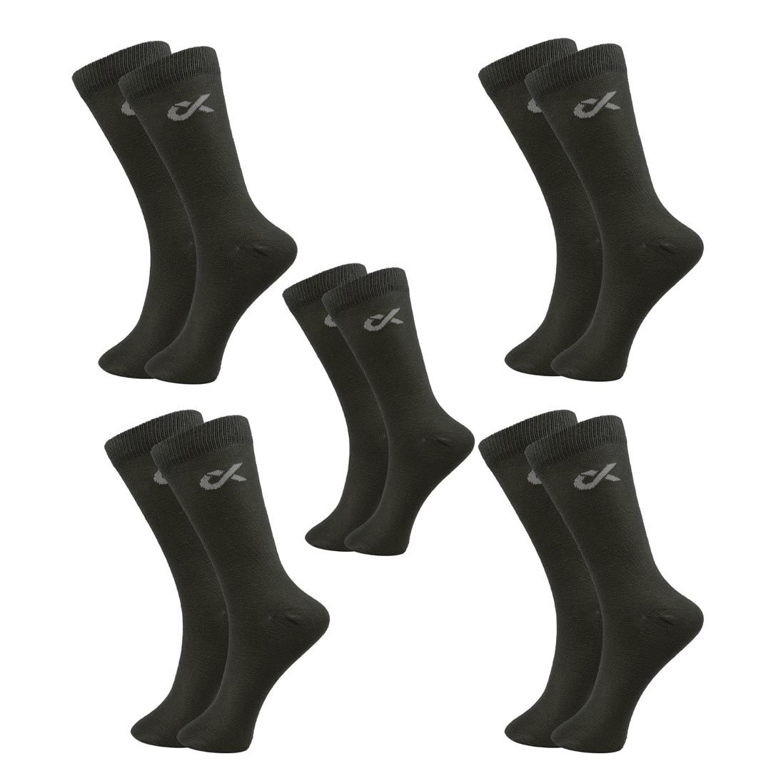 Xjarvis Men Pack Of 5 Cotton Super Soft & Odour-Free Breathable Calf Length Socks