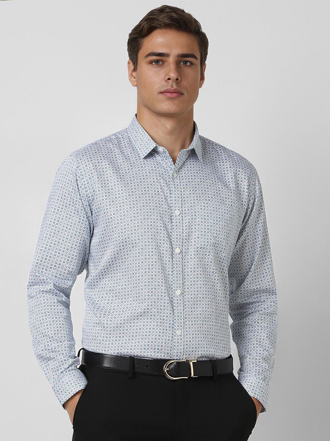 Van Heusen  Men Spread Collar Geometric Printed Cotton Formal Shirt