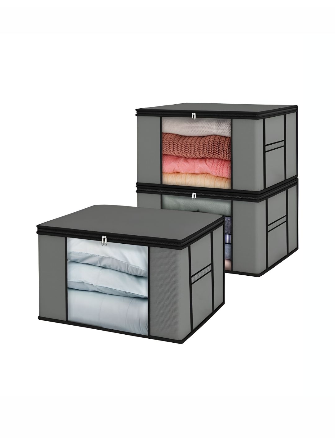 atorakushon Grey Set of 3 Organisers For Clothes Storage Bags
